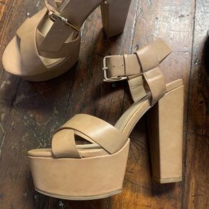 Forever 21 tan strap heels